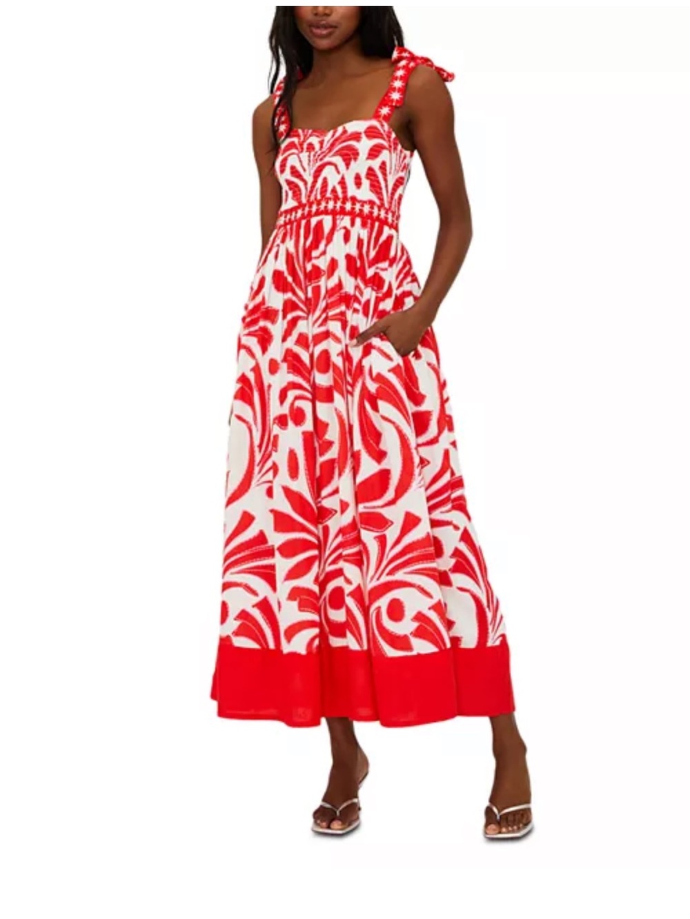 Beach Riot Red & White Tie-Shoulder Maxi Dress NEVER WORN STILL IN PACKAGE